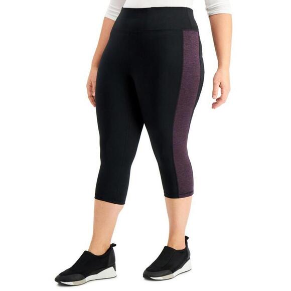 ID Ideology Women's Plus Size Colorblocked Capri Leggings 1X - Picture 1 of 5